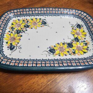 Polish Pottery-Serving Dish-Yellow Daisy
